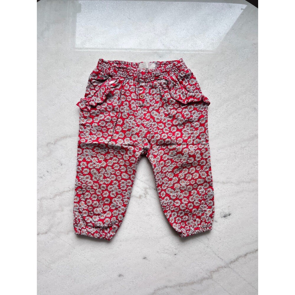 Zara BabyGirl Red Floral Print Pants Size 18-24m